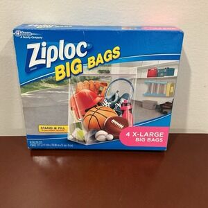Ziploc Big Bag 3 XL 10 Gallon Double Zipper Sturdy Handle Stand & Fill Bags